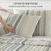 imageMartha Stewart  Queen Size Quilt Set Soft amp Smooth Sateen Bedding with a Light and Breathable Feel 3 Piece Bed Set with Matching Pillowcases Fern Embroidery GreyLefferts Stripe