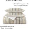 imageMartha Stewart  Queen Size Quilt Set Soft amp Smooth Sateen Bedding with a Light and Breathable Feel 3 Piece Bed Set with Matching Pillowcases Fern Embroidery GreyLefferts Stripe