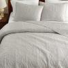 imageMartha Stewart  Queen Size Quilt Set Soft amp Smooth Sateen Bedding with a Light and Breathable Feel 3 Piece Bed Set with Matching Pillowcases Fern Embroidery GreyFern Embroidery Grey