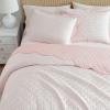 imageMartha Stewart  Queen Size Quilt Set Soft amp Smooth Sateen Bedding with a Light and Breathable Feel 3 Piece Bed Set with Matching Pillowcases Fern Embroidery GreyOlivia Gingham Pink