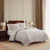 imageMartha Stewart  Queen Size Quilt Set Soft amp Smooth Sateen Bedding with a Light and Breathable Feel 3 Piece Bed Set with Matching Pillowcases Fern Embroidery GreyFern Embroidery Grey