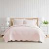 imageMartha Stewart  Queen Size Quilt Set Soft amp Smooth Sateen Bedding with a Light and Breathable Feel 3 Piece Bed Set with Matching Pillowcases Fern Embroidery GreyOlivia Gingham Pink