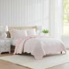 imageMartha Stewart  Queen Size Quilt Set Soft amp Smooth Sateen Bedding with a Light and Breathable Feel 3 Piece Bed Set with Matching Pillowcases Fern Embroidery GreyOlivia Gingham Pink