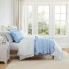 imageMartha Stewart  Queen Size Quilt Set Soft amp Smooth Sateen Bedding with a Light and Breathable Feel 3 Piece Bed Set with Matching Pillowcases Fern Embroidery GreyOlivia Gingham Blue