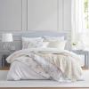 imageMartha Stewart  Queen Size Quilt Set Soft amp Smooth Sateen Bedding with a Light and Breathable Feel 3 Piece Bed Set with Matching Pillowcases Fern Embroidery GreyFlower Block Blue