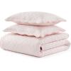 imageMartha Stewart  Queen Size Quilt Set Soft amp Smooth Sateen Bedding with a Light and Breathable Feel 3 Piece Bed Set with Matching Pillowcases Fern Embroidery GreyOlivia Gingham Pink