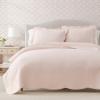 imageMartha Stewart  Queen Size Quilt Set Soft amp Smooth Sateen Bedding with a Light and Breathable Feel 3 Piece Bed Set with Matching Pillowcases Fern Embroidery GreyVintage Scallop Pink