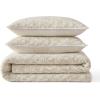 imageMartha Stewart  Queen Size Quilt Set Soft amp Smooth Sateen Bedding with a Light and Breathable Feel 3 Piece Bed Set with Matching Pillowcases Fern Embroidery GreyLayered Branches Beige