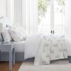 imageMartha Stewart  Queen Size Quilt Set Soft amp Smooth Sateen Bedding with a Light and Breathable Feel 3 Piece Bed Set with Matching Pillowcases Fern Embroidery GreyFlower Block Blue