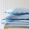 imageMartha Stewart  Queen Size Quilt Set Soft amp Smooth Sateen Bedding with a Light and Breathable Feel 3 Piece Bed Set with Matching Pillowcases Fern Embroidery GreyOlivia Gingham Blue