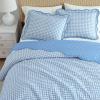 imageMartha Stewart  Queen Size Quilt Set Soft amp Smooth Sateen Bedding with a Light and Breathable Feel 3 Piece Bed Set with Matching Pillowcases Fern Embroidery GreyOlivia Gingham Blue