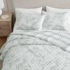 imageMartha Stewart  Queen Size Quilt Set Soft amp Smooth Sateen Bedding with a Light and Breathable Feel 3 Piece Bed Set with Matching Pillowcases Fern Embroidery GreyVine Flora Green