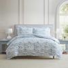 imageMartha Stewart  Queen Comforter Set 100 Silky Smooth Cotton Sateen Floral Bedding for Year Round Comfort 3 Piece Bed Set with Matching Pillowcases Songbird YellowFarmhouse Toile Blue