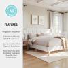 imageMartha Stewart Carmy Platform Bed with Tufted Headboard Cushioned Side Rails Faux Linen Upholstery Wood Slat Foundation No Box Spring Needed King WhiteKing