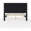 imageMartha Stewart Carmy Platform Bed with Tufted Headboard Cushioned Side Rails Faux Linen Upholstery Wood Slat Foundation No Box Spring Needed King WhiteQueen