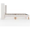 imageMartha Stewart Carmy Platform Bed with Tufted Headboard Cushioned Side Rails Faux Linen Upholstery Wood Slat Foundation No Box Spring Needed King WhiteKing