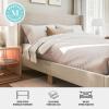 imageMartha Stewart Maisie Platform Bed with Wingback Headboard and Cushioned Side Rails Faux Linen Upholstery Wood Slat Foundation No Box Spring Needed King BeigeBeige