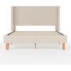 imageMartha Stewart Maisie Platform Bed with Wingback Headboard and Cushioned Side Rails Faux Linen Upholstery Wood Slat Foundation No Box Spring Needed King BeigeBeige
