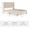 imageMartha Stewart Maisie Platform Bed with Wingback Headboard and Cushioned Side Rails Faux Linen Upholstery Wood Slat Foundation No Box Spring Needed King BeigeBeige