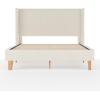 imageMartha Stewart Maisie Platform Bed with Wingback Headboard and Cushioned Side Rails Faux Linen Upholstery Wood Slat Foundation No Box Spring Needed King BeigeOffwhite