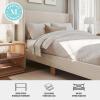 imageMartha Stewart Maisie Platform Bed with Wingback Headboard and Cushioned Side Rails Faux Linen Upholstery Wood Slat Foundation No Box Spring Needed King BeigeBeige