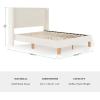 imageMartha Stewart Maisie Platform Bed with Wingback Headboard and Cushioned Side Rails Faux Linen Upholstery Wood Slat Foundation No Box Spring Needed King BeigeOffwhite