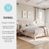 imageMartha Stewart Maisie Platform Bed with Wingback Headboard and Cushioned Side Rails Faux Linen Upholstery Wood Slat Foundation No Box Spring Needed King BeigeBeige