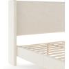 imageMartha Stewart Maisie Platform Bed with Wingback Headboard and Cushioned Side Rails Faux Linen Upholstery Wood Slat Foundation No Box Spring Needed King BeigeOffwhite