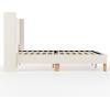 imageMartha Stewart Maisie Platform Bed with Wingback Headboard and Cushioned Side Rails Faux Linen Upholstery Wood Slat Foundation No Box Spring Needed King BeigeOffwhite
