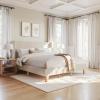 imageMartha Stewart Maisie Platform Bed with Wingback Headboard and Cushioned Side Rails Faux Linen Upholstery Wood Slat Foundation No Box Spring Needed King BeigeBeige