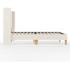 imageMartha Stewart Maisie Platform Bed with Wingback Headboard and Cushioned Side Rails Faux Linen Upholstery Wood Slat Foundation No Box Spring Needed King BeigeOffwhite