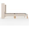 imageMartha Stewart Maisie Platform Bed with Wingback Headboard and Cushioned Side Rails Faux Linen Upholstery Wood Slat Foundation No Box Spring Needed King BeigeBeige