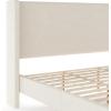 imageMartha Stewart Maisie Platform Bed with Wingback Headboard and Cushioned Side Rails Faux Linen Upholstery Wood Slat Foundation No Box Spring Needed King BeigeOffwhite