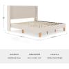 imageMartha Stewart Maisie Platform Bed with Wingback Headboard and Cushioned Side Rails Faux Linen Upholstery Wood Slat Foundation No Box Spring Needed King BeigeBeige