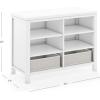 imageMartha Stewart Crafting Kids Double Open Storage  Linen White Wooden Shelving with Bins 6 Compartment Art Supply Organizer for PlayroomLinen White
