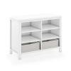 imageMartha Stewart Crafting Kids Double Open Storage  Linen White Wooden Shelving with Bins 6 Compartment Art Supply Organizer for PlayroomLinen White