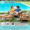 imageMartha Stewart Kids Outdoor Couch Chair amp Table Set Acacia Wood 3Piece Outdoor Furniture Set for Children  Kids Picnic Table Sofa amp Chair wCushions for Backyard Garden Porch and Patio