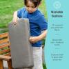 imageMartha Stewart Kids Outdoor Couch Chair amp Table Set Acacia Wood 3Piece Outdoor Furniture Set for Children  Kids Picnic Table Sofa amp Chair wCushions for Backyard Garden Porch and Patio