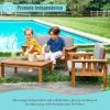 imageMartha Stewart Kids Outdoor Couch Chair amp Table Set Acacia Wood 3Piece Outdoor Furniture Set for Children  Kids Picnic Table Sofa amp Chair wCushions for Backyard Garden Porch and Patio