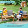 imageMartha Stewart Kids Outdoor Couch Chair amp Table Set Acacia Wood 3Piece Outdoor Furniture Set for Children  Kids Picnic Table Sofa amp Chair wCushions for Backyard Garden Porch and Patio