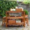 imageMartha Stewart Kids Outdoor Craft Table and 2 Bench Set Acacia Wood Activity Desk wCrate Caddy and Storage Shelves  Kids Play amp Picnic Table wBenches for Backyard Patio Outdoor Classrooms