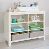 imageMartha Stewart Crafting Kids Double Open Storage  Linen White Wooden Shelving with Bins 6 Compartment Art Supply Organizer for PlayroomLinen White