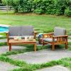 imageMartha Stewart Kids Outdoor Couch Chair amp Table Set Acacia Wood 3Piece Outdoor Furniture Set for Children  Kids Picnic Table Sofa amp Chair wCushions for Backyard Garden Porch and Patio