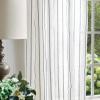 imageMartha Stewart Laguna Stripe SemiSheer Tie Tab Window Curtain Panel Pair 84 BlueBlue