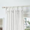 imageMartha Stewart Laguna Stripe SemiSheer Tie Tab Window Curtain Panel Pair 84 BlueGrey