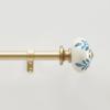 imageMartha Stewart Roseland Curtain Rod Set for Windows 36 66 34 inch Brushed Brass Blue White Finials