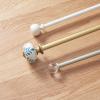 imageMartha Stewart Roseland Curtain Rod Set for Windows 36 66 34 inch Brushed Brass Blue White Finials