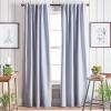 imageMartha Stewart Lido Linen Blackout Foam Lined Rod PocketBack Tab Window Curtain Panel Pair 84 WhiteGrey