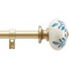 imageMartha Stewart Roseland Curtain Rod Set for Windows 36 66 34 inch Brushed Brass Blue White Finials