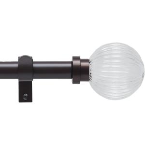 imageMartha Stewart Freeport Curtain Rod for Windows 66 to 120 inches Adjustable Length 1 inch Diameter Metal Curtain Rod with Round Finials 66  120 BronzeBronze